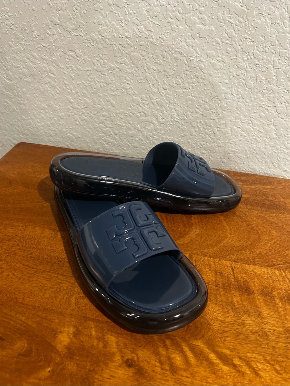 Tory Burch Navy Jelly Slide Sandals